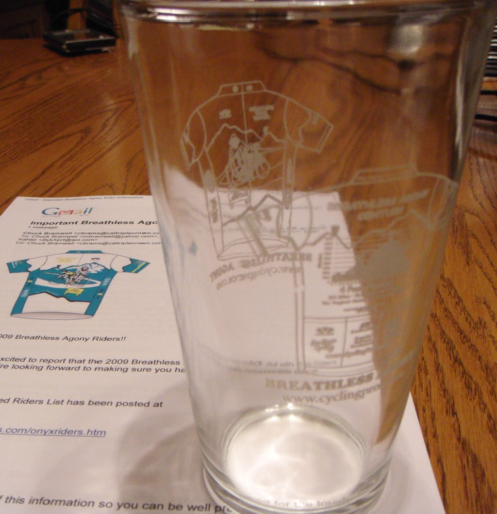 Each rider will receive a beautiful etched glass!!
