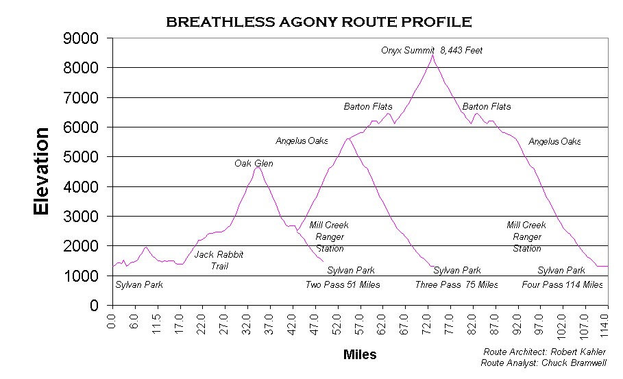 Breathless Agony Route Profile showing all of those great downhills!!